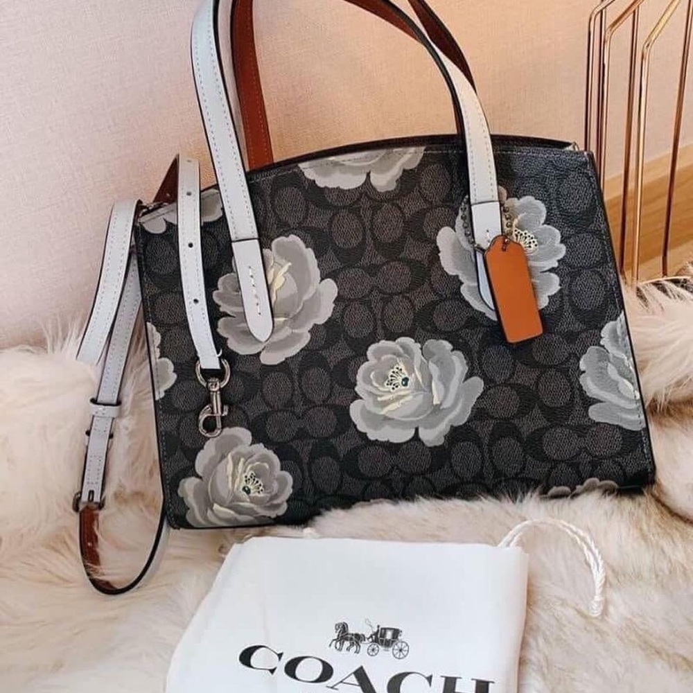 COACH CANVAS ROSE PRINT CHARLIE CARRYALL.